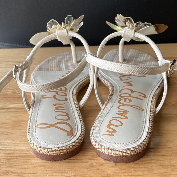 Sam Edelman Cream and Gold Floral Sandals - Picture 3 of 15